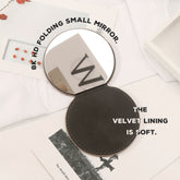 Chic European-style gilding, 8cm round folding mirror in khaki, stainless steel material that won't break when dropped. Elevate your desk with this trendy accessory! ✨